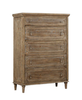 Solid Wood Taupe 5-Drawer Chest Dresser