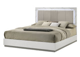 Modern White Lacquer Wood King Bed Frame With LED Lighting