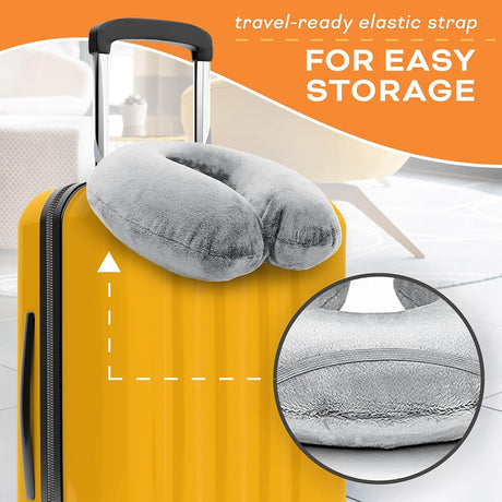 Travel Neck Pillow Memory Foam Airplane Travel Accessories Essentials Comfortable Washable Cover Plane Neck Support Pillow for Neck Pain Relief Sleeping Blue