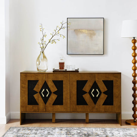 Mid Century Modern 60-Inch Walnut Storage Sideboard Cabinet - Sleep Galleria