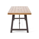 Modern Industrial Acacia Wood And Iron Outdoor Dining Table - Sleep Galleria