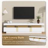 High Gloss White Marble TV Stand With Drawers - Sleep Galleria