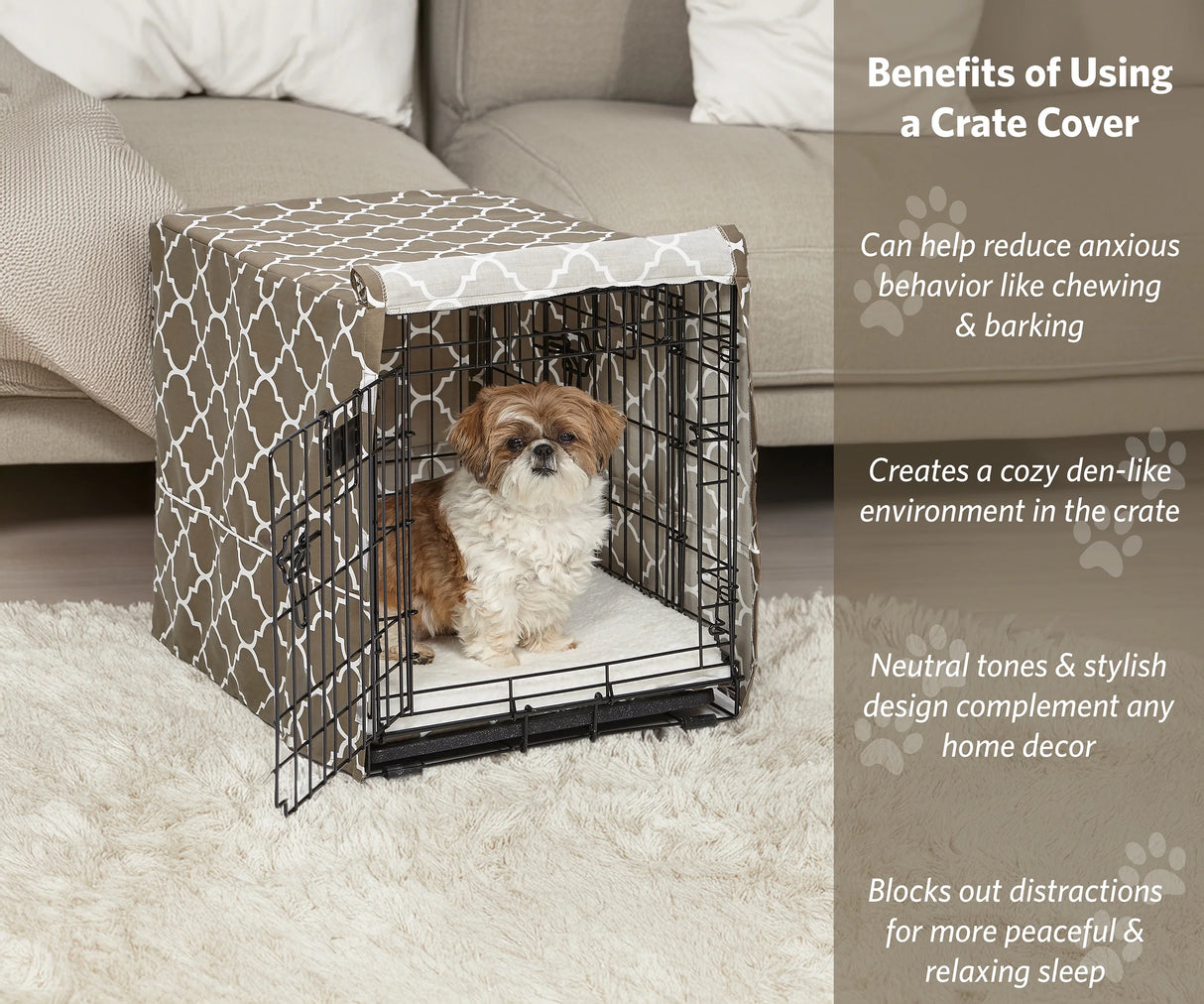 Midwest Dog Crate Cover, Privacy Dog Crate Cover Fits Midwest Dog Crates, Brown Geometric, 24In