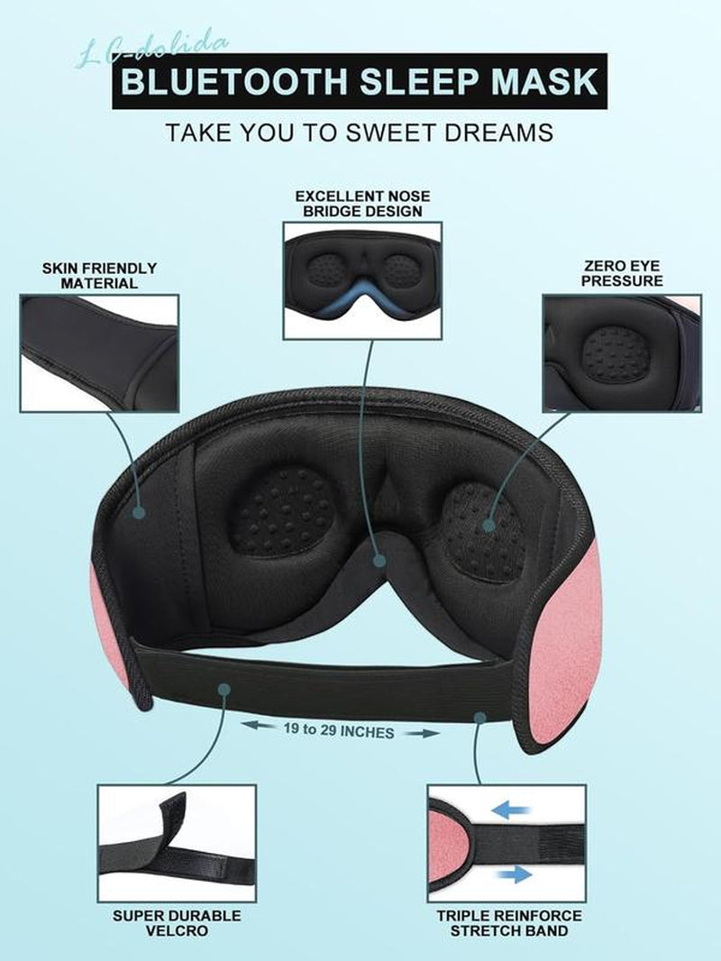 Bluetooth Sleep Eye Mask with Ultra-Thin Stereo Headphones Wireless Sleep Mask for Deep Sleep, Meditation, Travel & Insomnia Relief