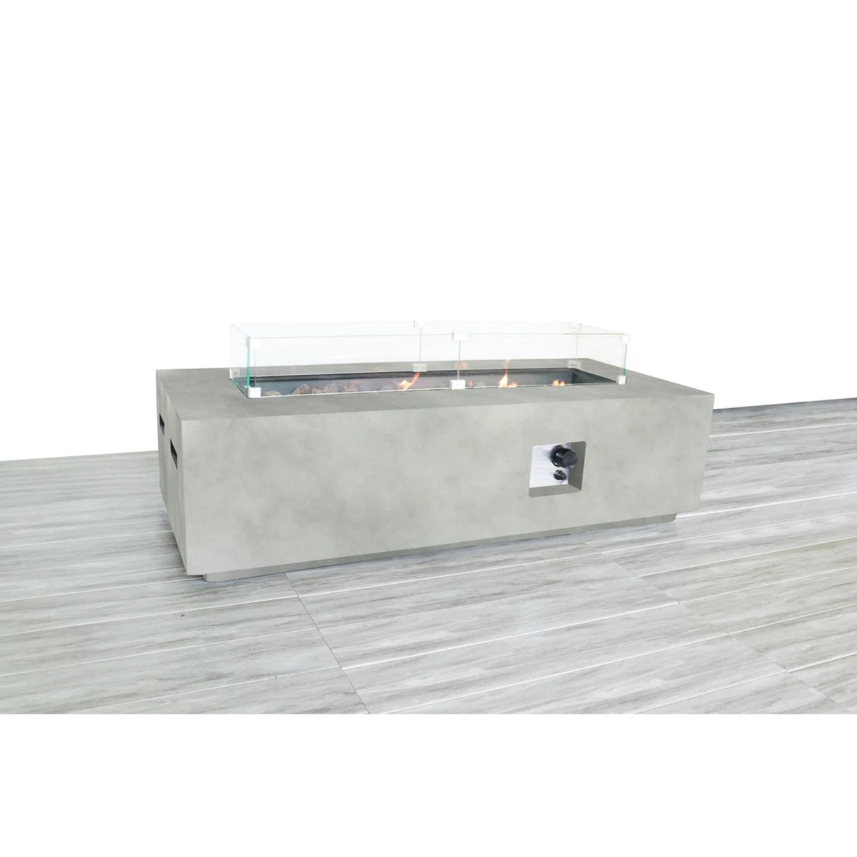 Rectangular Fiber-Reinforced Concrete Propane Fire Pit Table
