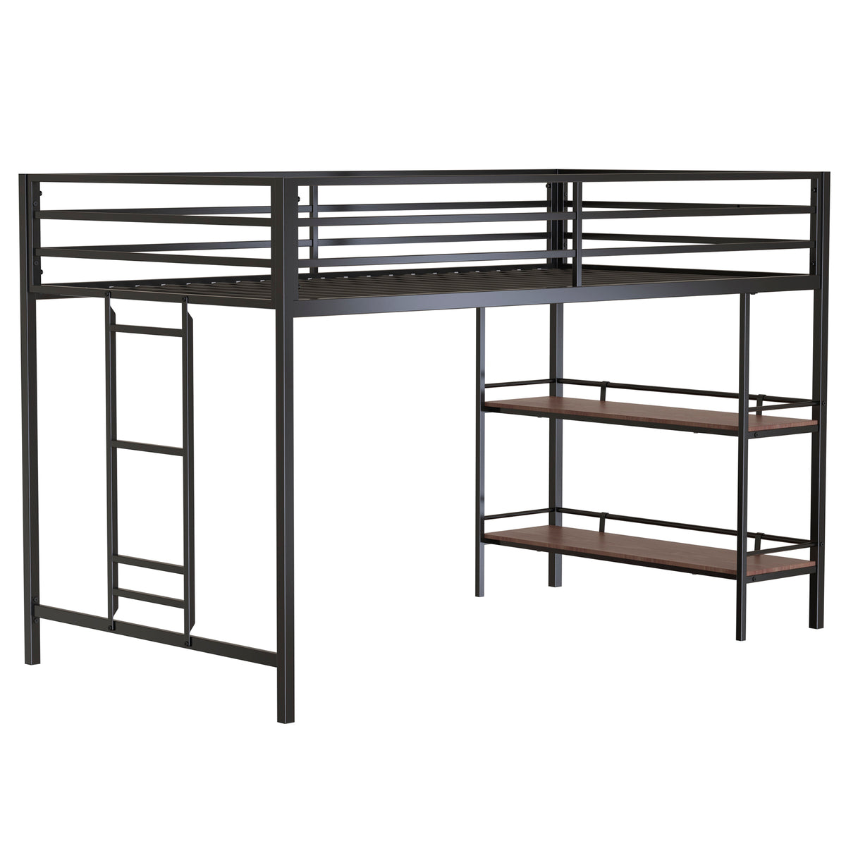 Junior Twin Loft Bunk Bed Metal Frame With Shelf