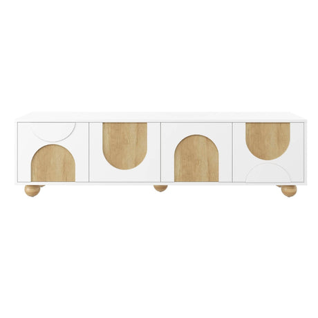 Farmhouse White MDF TV Stand With Cabinets - Sleep Galleria