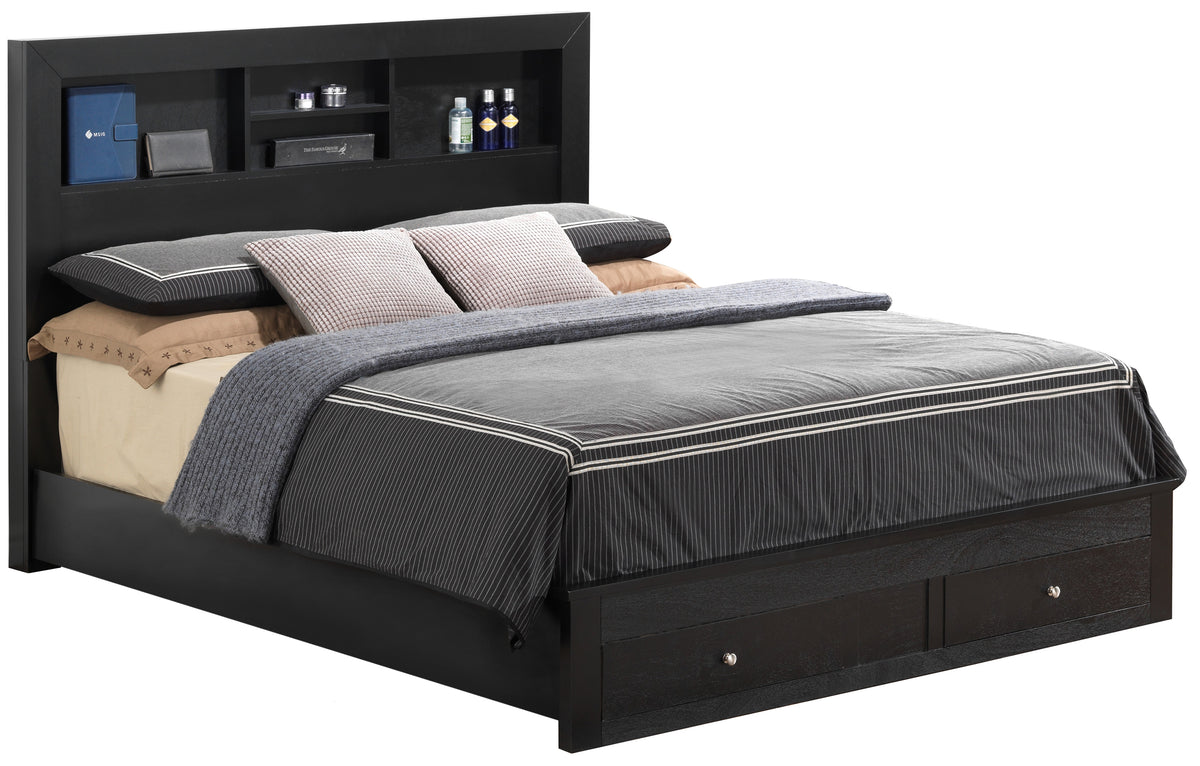 Queen Elegant Black Storage Bed Frame