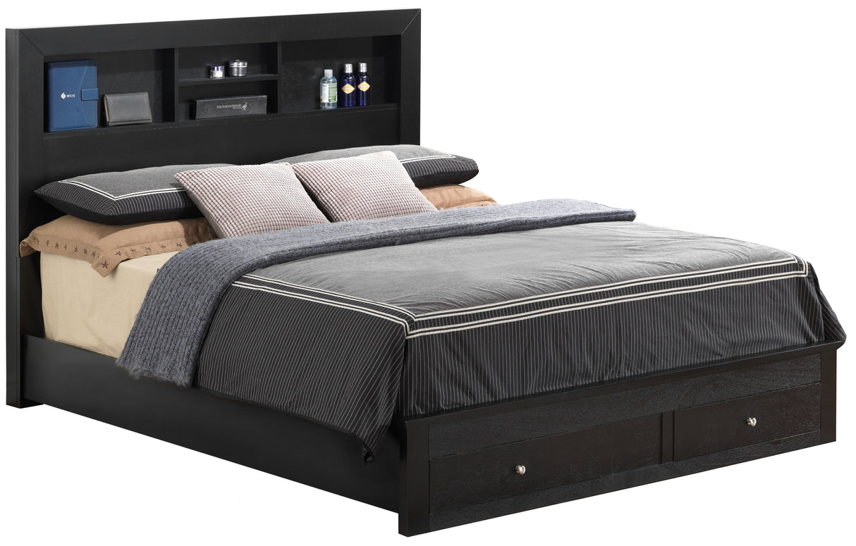 Queen Elegant Black Storage Bed Frame
