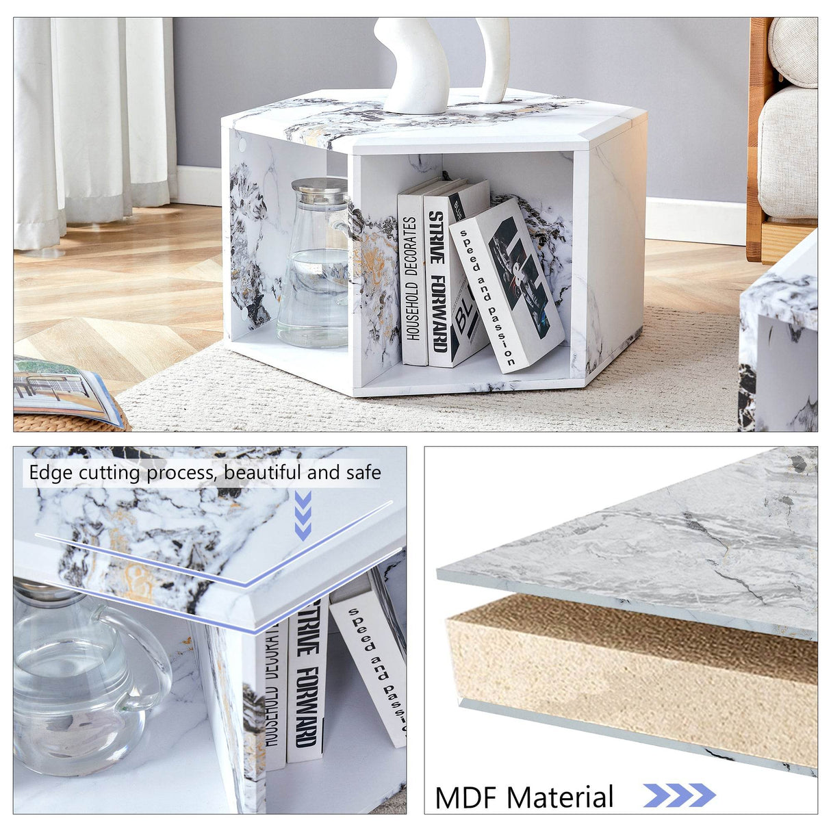 Hexagonal MDF Modern Stand-Up Coffee Table - Sleep Galleria