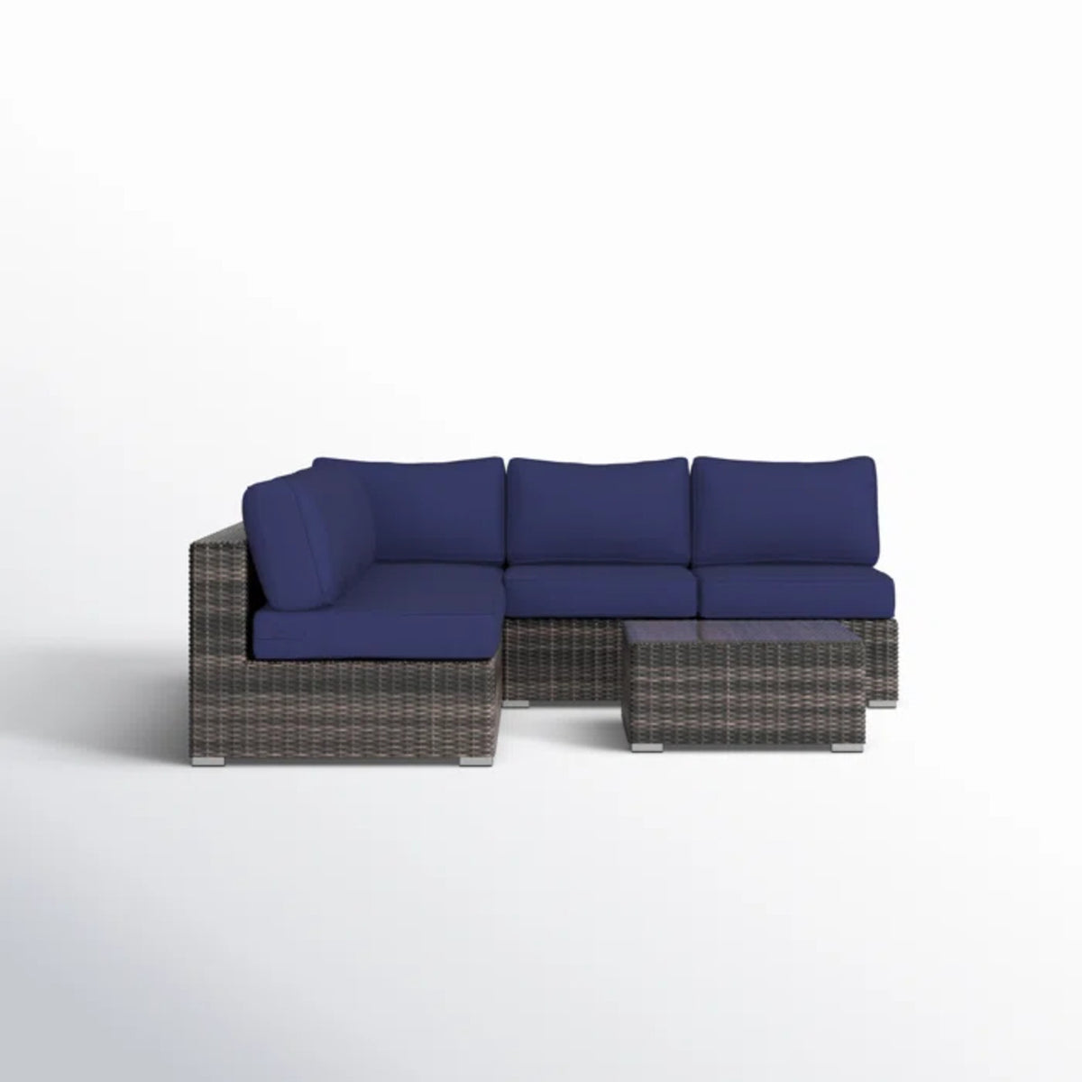 4-Piece Outdoor Brown Wicker Sectional Sofa Set