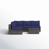4-Piece Outdoor Brown Wicker Sectional Sofa Set