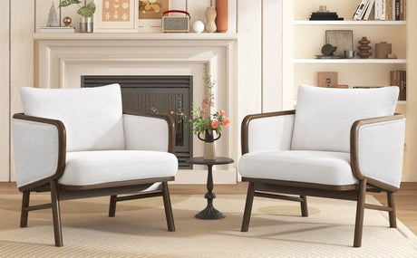 Set of 2 Sherpa Fabric Upholstered Accent Chairs - Sleep Galleria