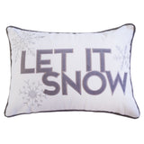 White Velvet Embroidered Let It Snow Lumbar Pillow 14x20
