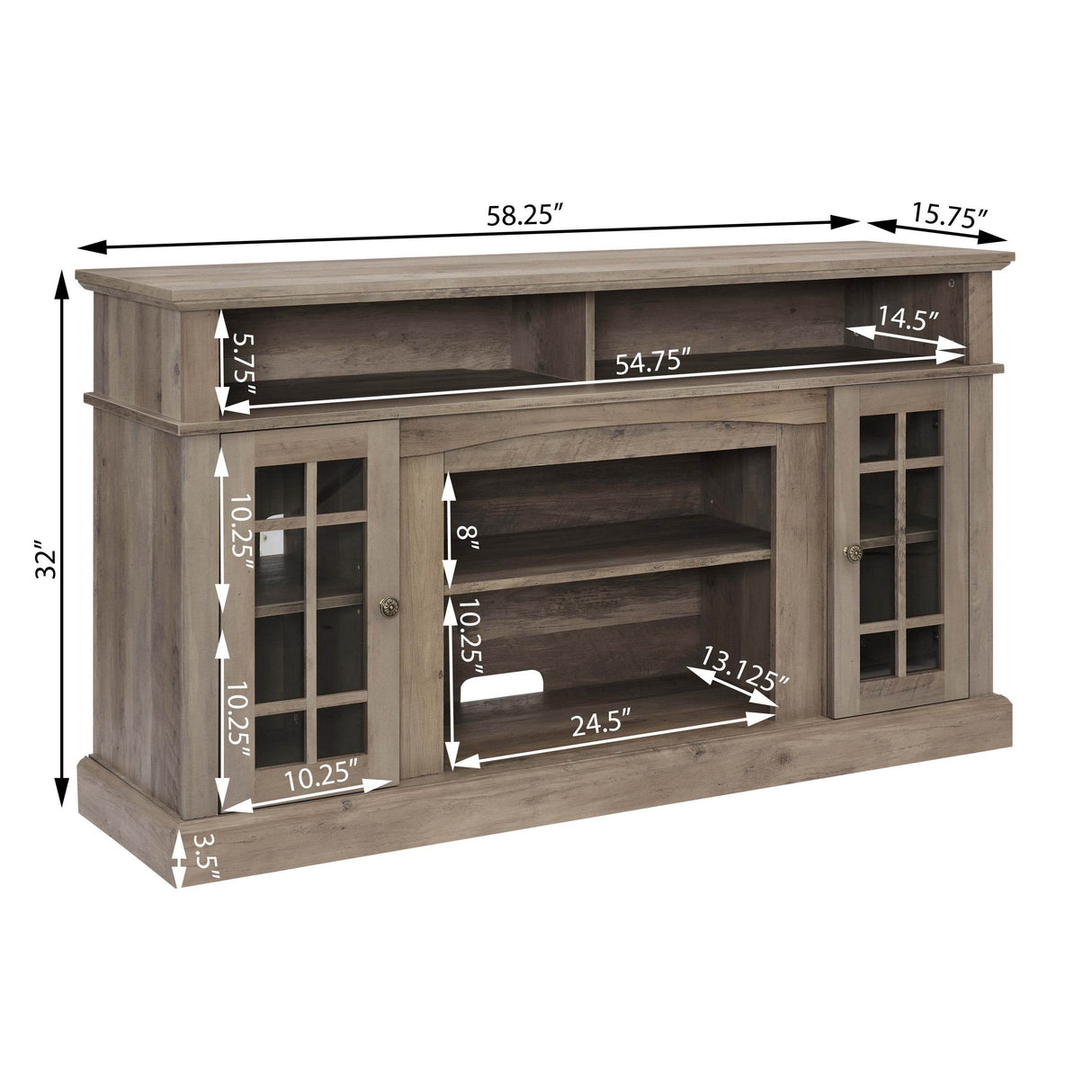 Classic Gray Wash MDF TV Stand Console - Sleep Galleria