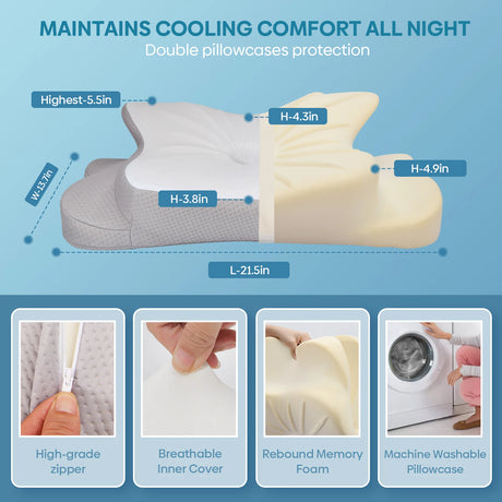 New Odorless Orthopedic Ergonomic Pillow Memory Foam Breathable Inner Cover Relaxing Cervical Slow Rebound