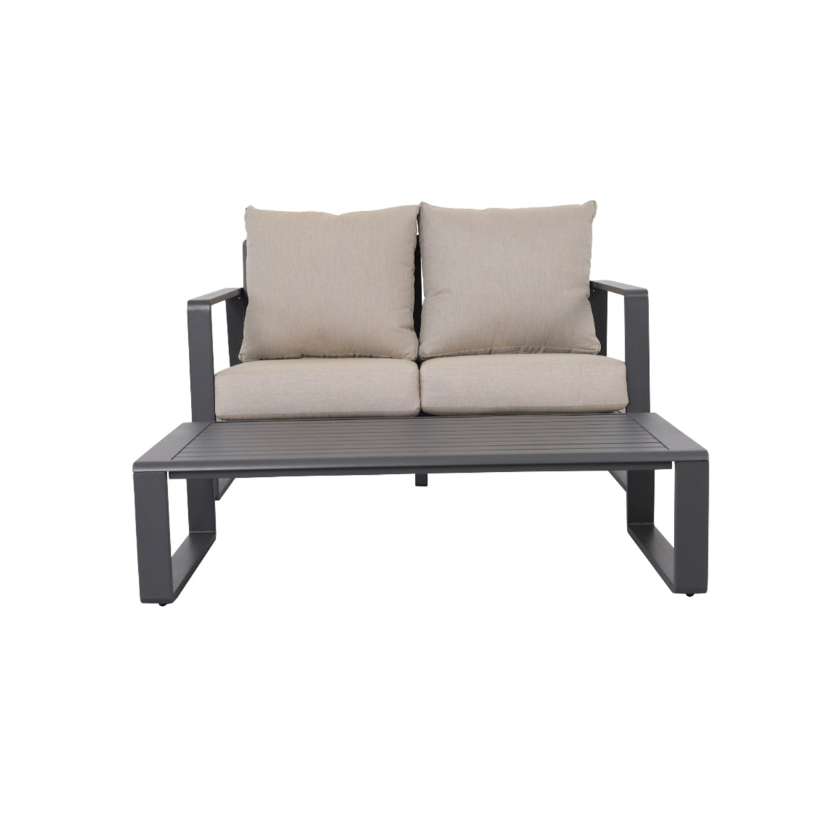 Aluminum Loveseat And Coffee Table Set With Cushions