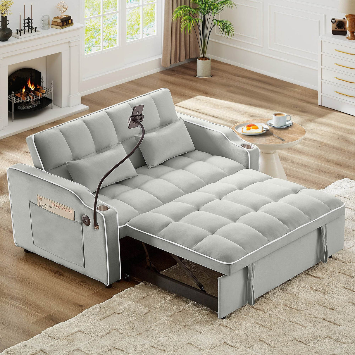 Versatile Convertible Velvet Sleeper Sofa Bed Recliner
