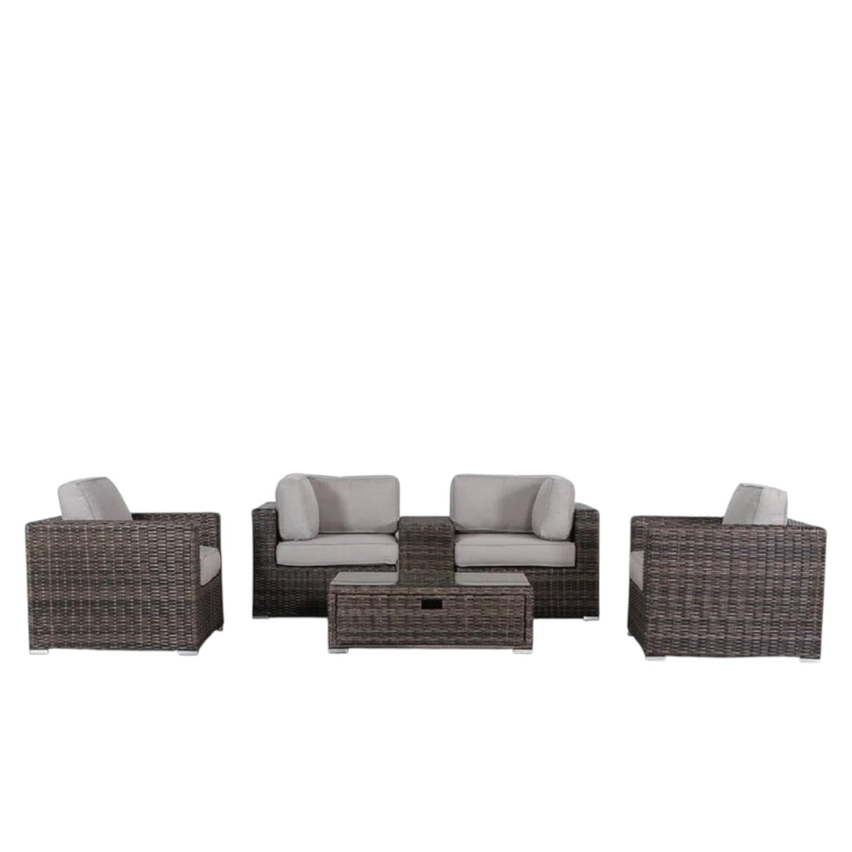 Fully Assembled Espresso Wicker Patio Conversation Set With Cushions