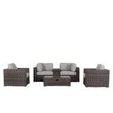Fully Assembled Espresso Wicker Patio Conversation Set With Cushions