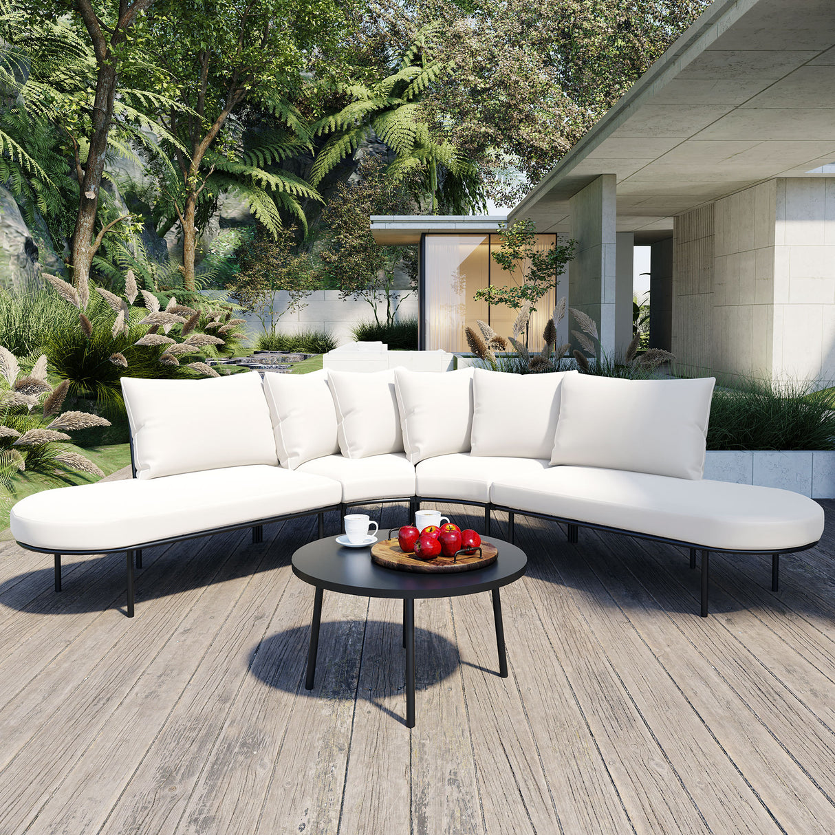 All-Weather Iron Frame Curved Outdoor Patio Furniture Set