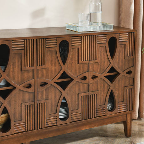 Mid Century Modern Walnut Solid Wood Sideboard Cabinet - Sleep Galleria