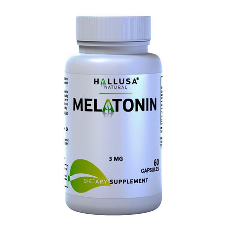 MELATONIN - Melatonin 3 Mg 60 Cap - Sleep Supplement - Dietary Supplement Restful Sleep - Deep Sleep - Relaxation - Focus Factor - Hallusa Natural