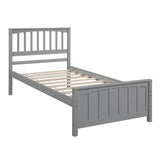 Twin Solid Wood Gray Platform Bed With Headboard And Footboard