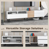 Modern White Particle Board TV Stand With Storage - Sleep Galleria