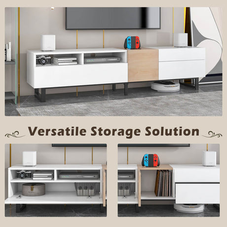 Modern White Particle Board TV Stand With Storage - Sleep Galleria