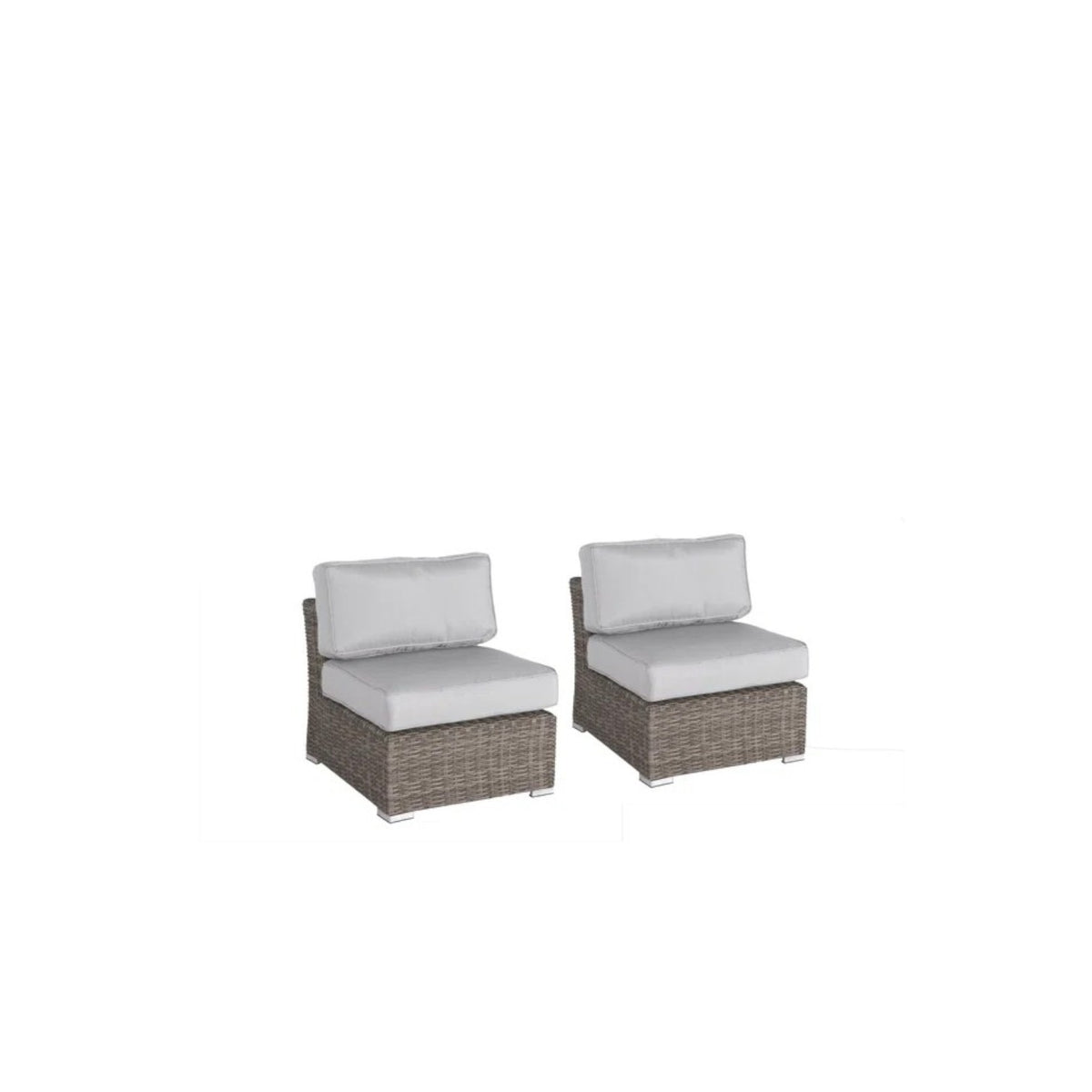 2-Piece Outdoor Wicker Lounge Chair Set With Cushions