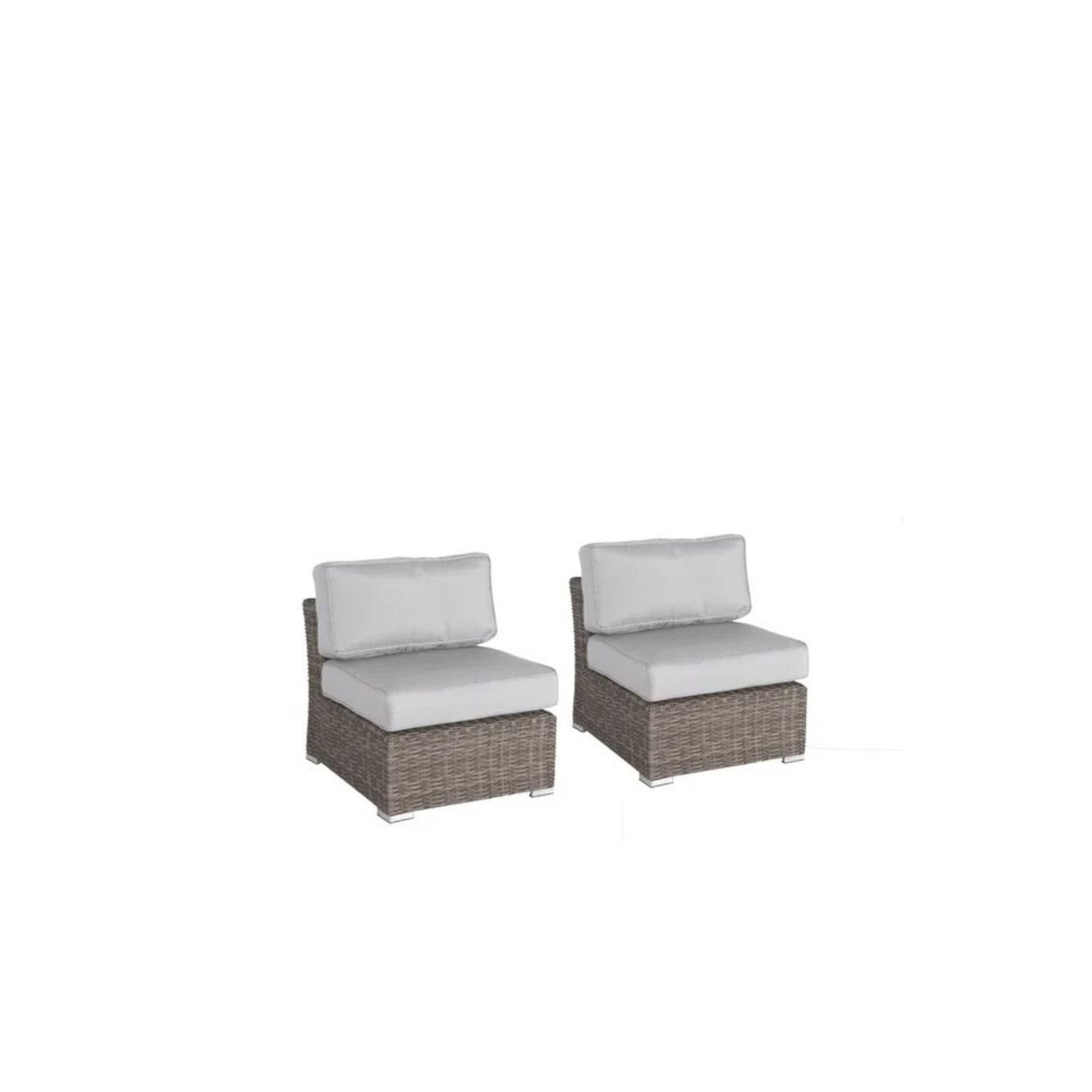 2-Piece Outdoor Wicker Lounge Chair Set With Cushions