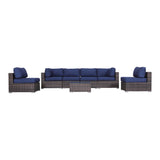 7-Piece Modular Rattan Outdoor Conversation Set With Cushions