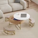 Modern Round Lift-Top Coffee Table With Storage And Ottomans - Sleep Galleria