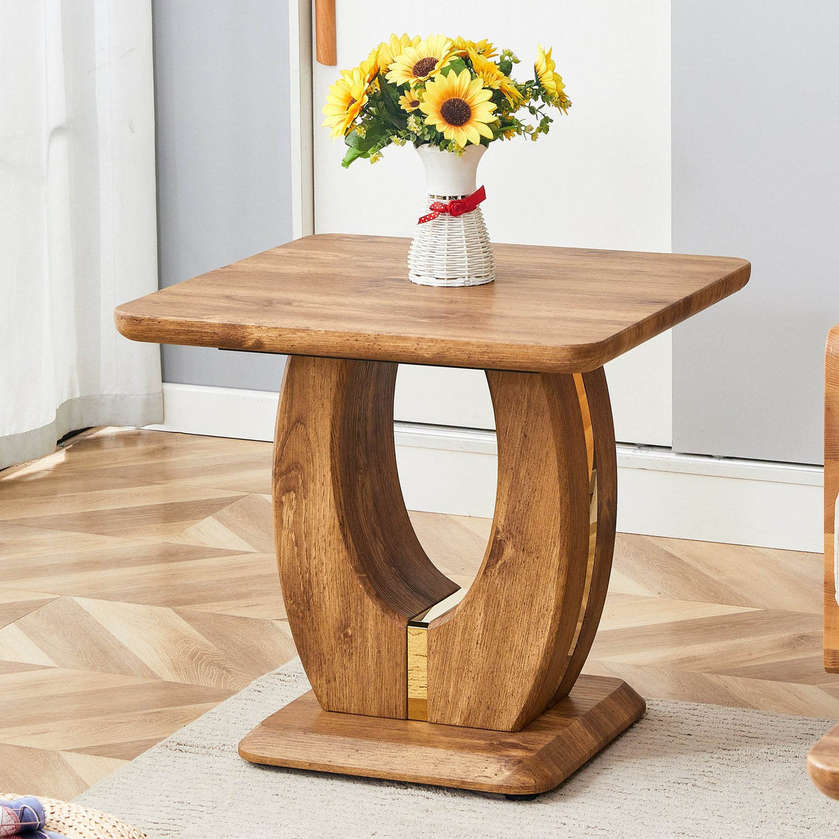 Modern Minimalist Wood Grain MDF Square Coffee Table - Sleep Galleria