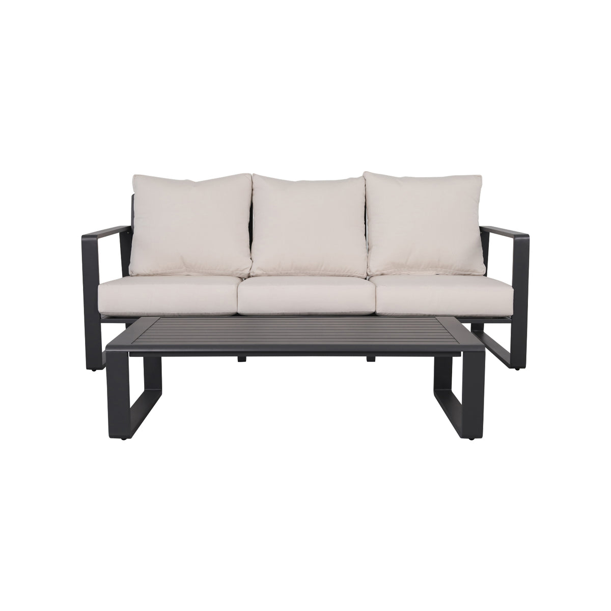 Contemporary Aluminum Frame Sofa And Coffee Table Set