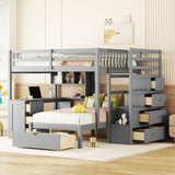 Full-Over-Twin Solid Wood Bunk Bed With Desk