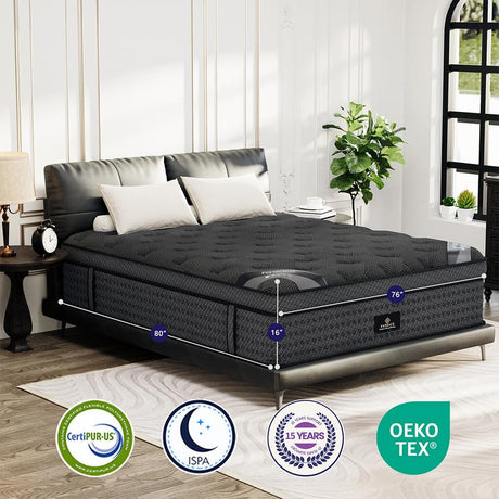【Live Exclusive】Fansace 10/12/14/16 Inch Deluxe Hybrid Mattress，Spring Mattress in a Box, Medium Firm Mattresses with Gel Memory Foam & Pocket Springs, Extra Edge Support Mattress Latex Mattress Gel Memory Foam Queenking Mattress