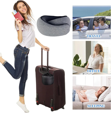 Neck Travel Pillow ，Memory Foam Neck Pillow for Comfort on Airplane ，Compact and Ergonomic Design for Travel, Car Rides, and Home Use