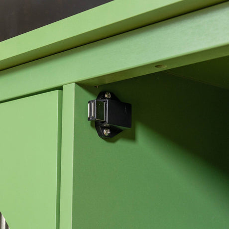 Antique Green Solid Wood TV Cabinet With Glass Door - Sleep Galleria