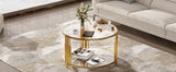 Modern Round Tempered Glass Coffee Table With Shelf - Sleep Galleria