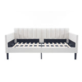 Twin Boucle Upholstered Ivory Metal Frame Daybed