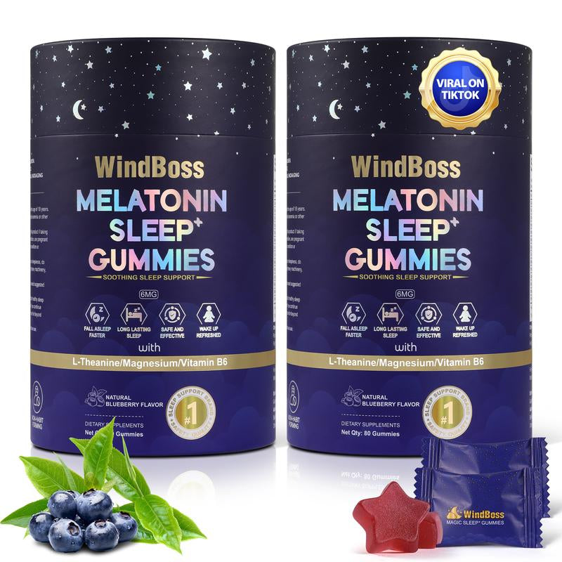 Windboss Natural Sleep Aid Gummies -80 Count- Delicious & Effective Melatonin 6 Mg Sleep+ Gummies for Adults a Restful Night'S Sleep