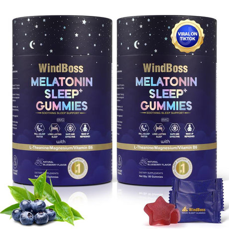 Windboss Natural Sleep Aid Gummies -80 Count- Delicious & Effective Melatonin 6 Mg Sleep+ Gummies for Adults a Restful Night'S Sleep