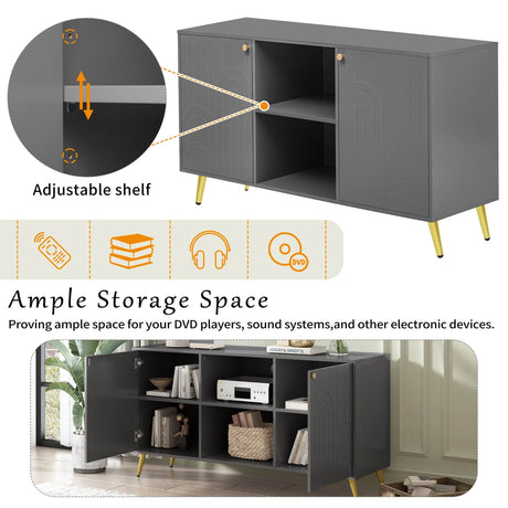 Modern Gray MDF TV Stand With Adjustable Shelf - Sleep Galleria