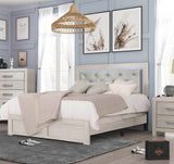 Modern King Panel Bed With LED Upholstered Headboard
