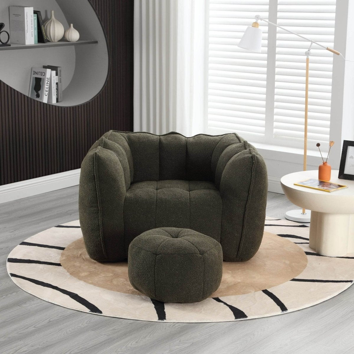 Soft Chenille Bean Bag Chair with Foam - Calmora - Sleep Galleria