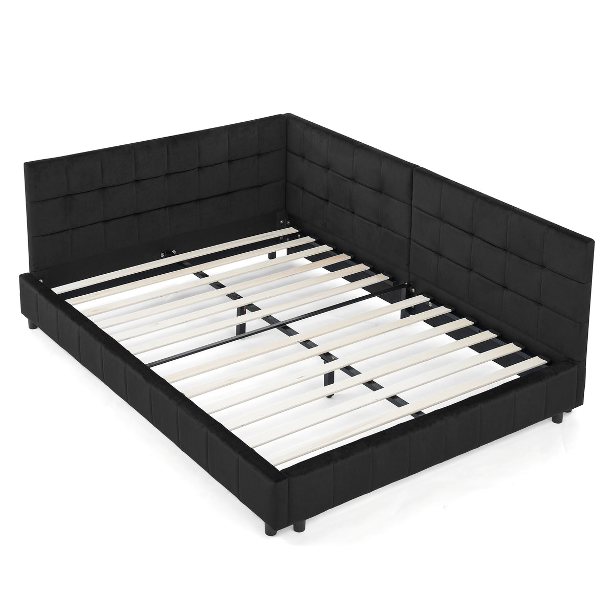 Full Velvet Upholstered Mid-Century Daybed Frame
