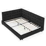 Full Velvet Upholstered Mid-Century Daybed Frame