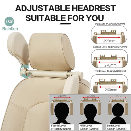 Car Headrest Pillow for Kids Adjustable Car Seat Neck Support for Travel Car Sleeping Pillow for Kids and Adult (Beige)